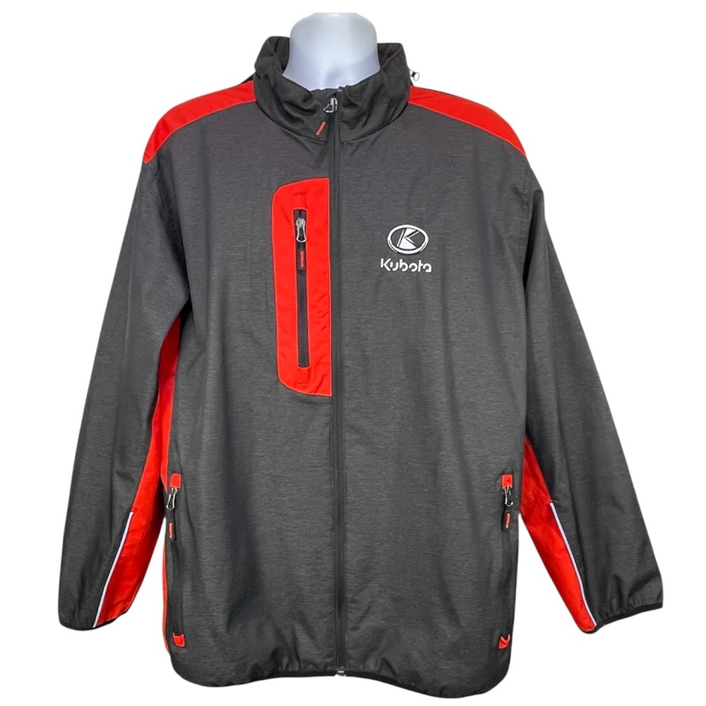 Kubota Choko Authentics Windbreaker Jacket Mens XL Black Orange Hidden Hood‎